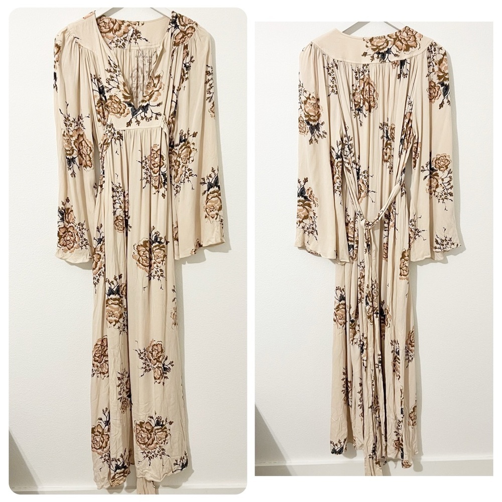 Free People Wild Laurel Maxi Dress Floral Long Sleeve Boho Size XS